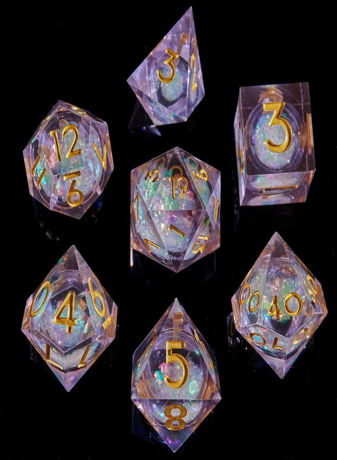 FugaCity DND Dice Set,Liquid Core Handmade Sharp Edge 7 Piece Resin Dice-Dungeons and Dragons Polyhedral Dice Set, D&D Dice Set with Gift Dice Case for RPG MTG Table Games （ - Image 1